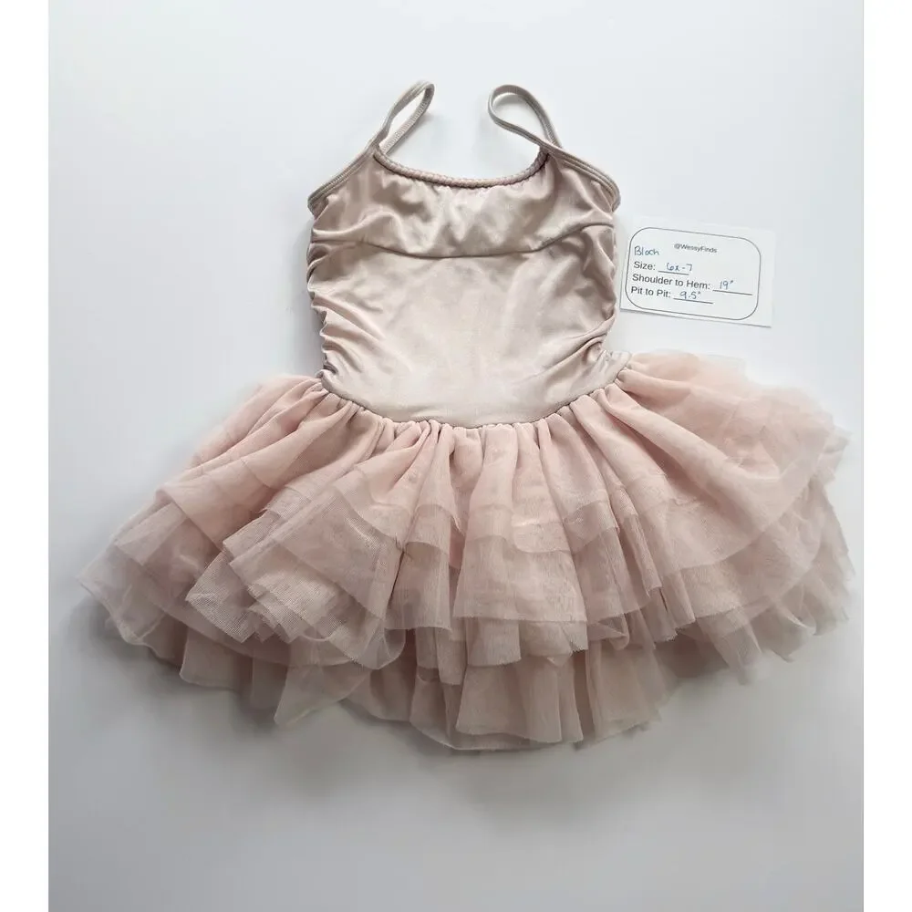 Bloch Girls Champagne Shimmer Tutu Dress Size 6X-7 Ballet